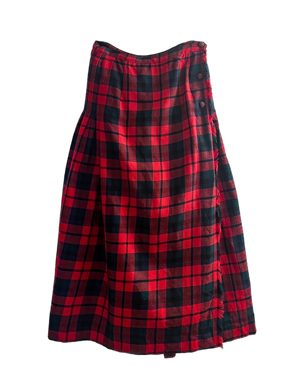 ❤️ Vintage 100% Wool Plaid Midi Wrap Skirt ❤️